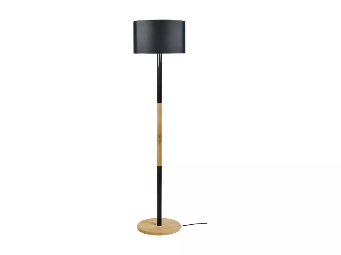 Lampadaire droit noir bois 155 cm.