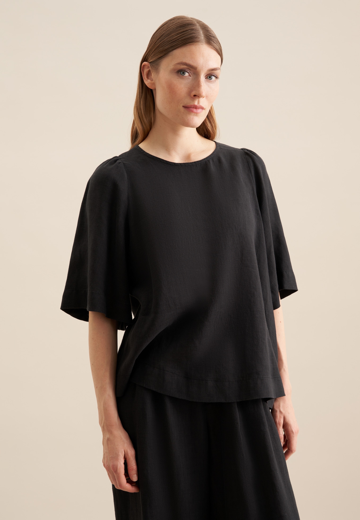 seidensticker Shirtbluse »Schwarze Rose«, Kurzarm Rundhals Uni