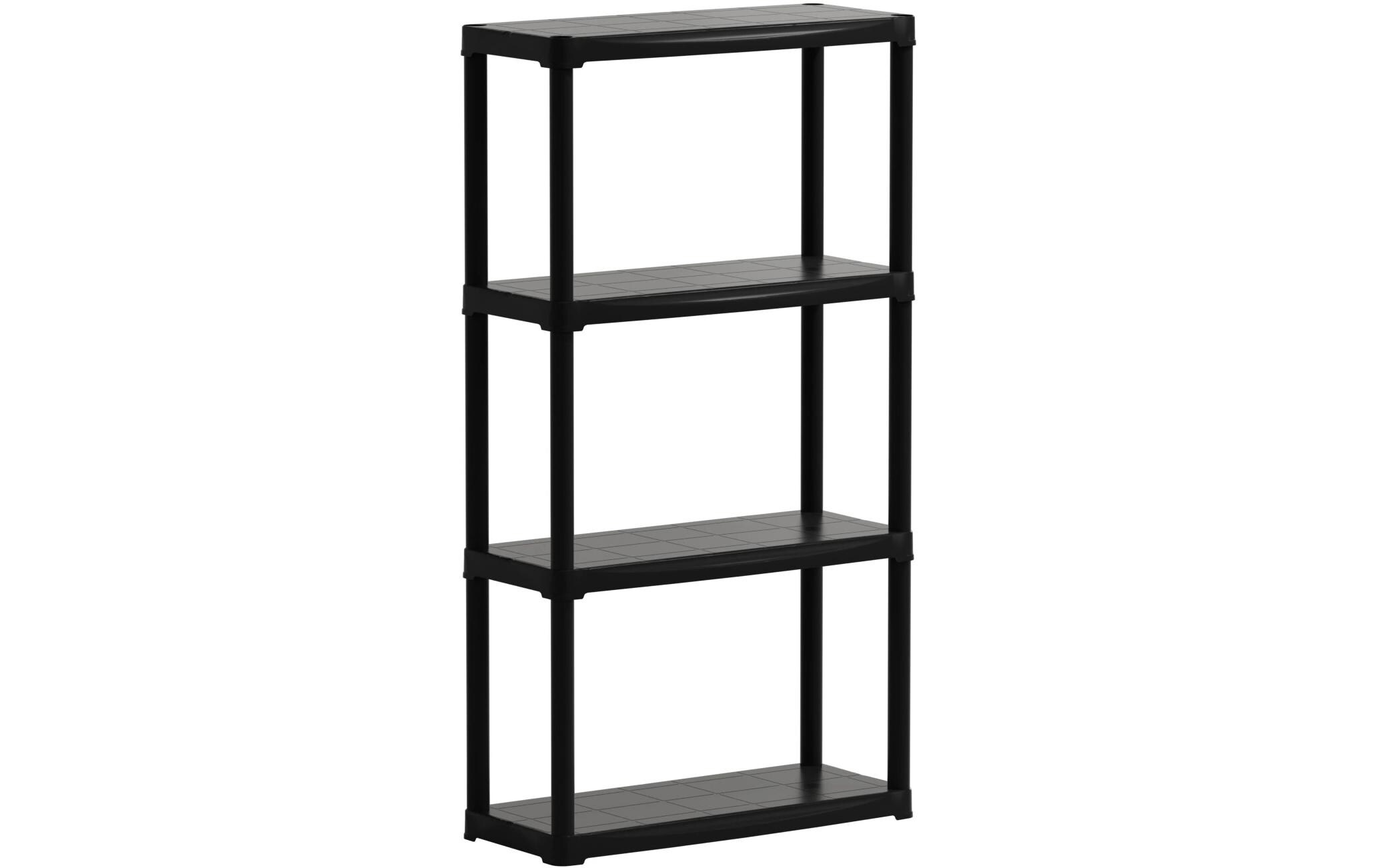 Regal T4 Kunststoff, Grau/SchwarzMit 4 Tablaren, schwarz-grau