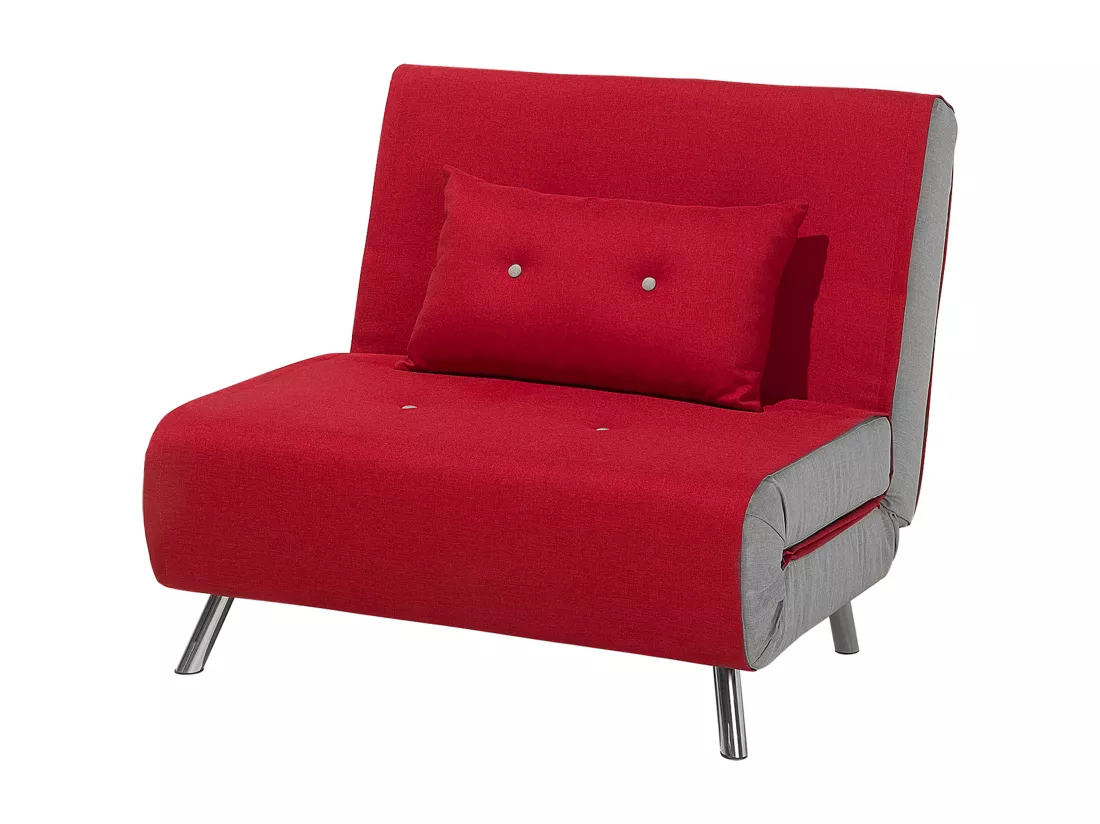 Banquette convertible 1 place en en tissu rouge FARRIS