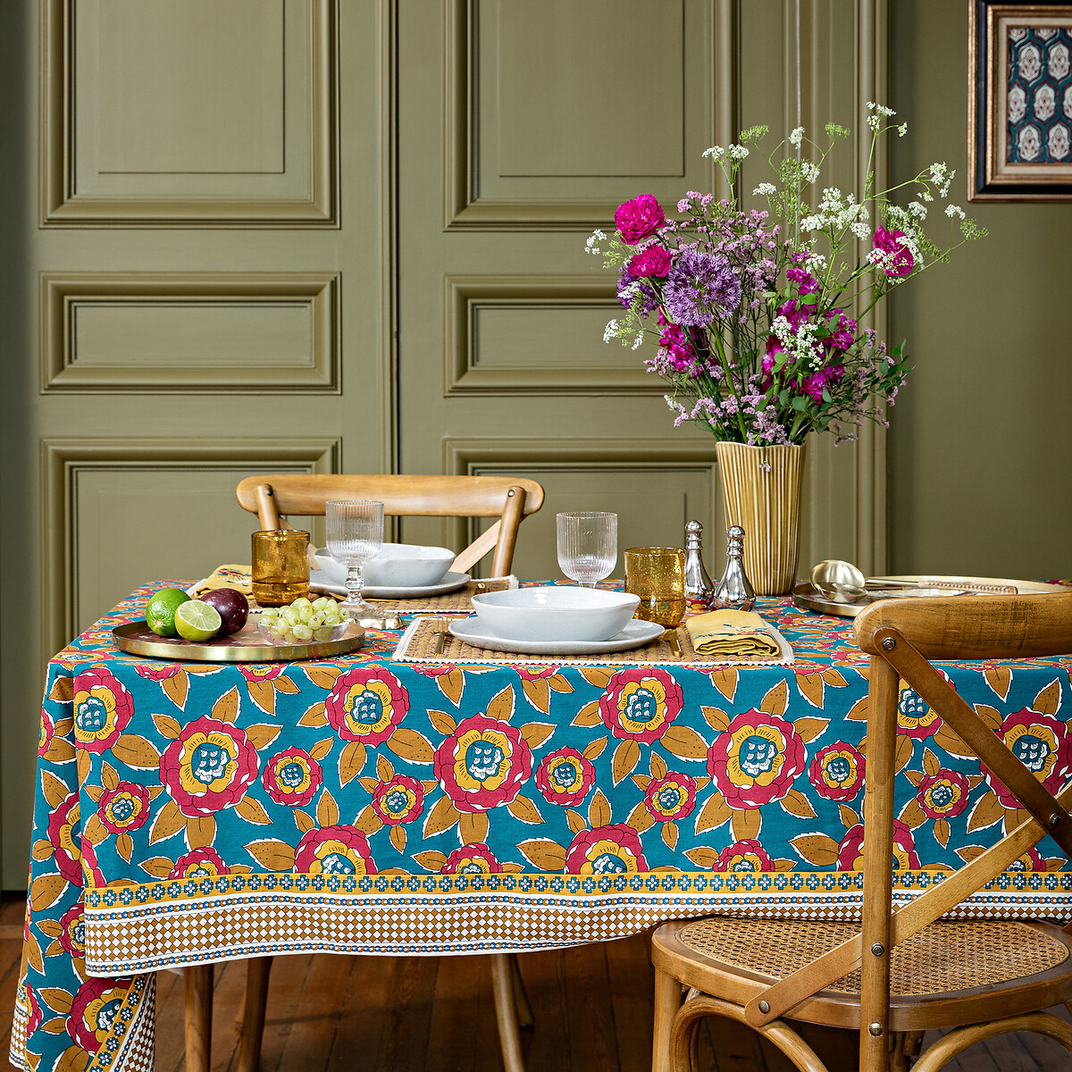 JAMINI x LA REDOUTE INTERIEURS<br>Toalha de mesa de algodão/linho, Chandi