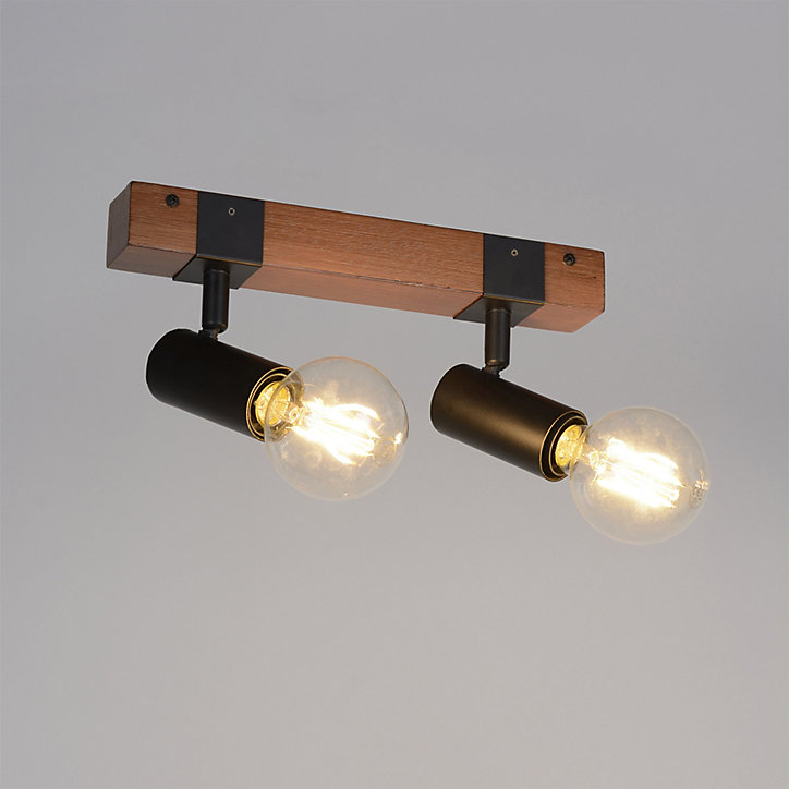 Réglette spot 2 lumières E27 40W Corep Aalto noir L.30 x H.9.5x P.12,5 cm