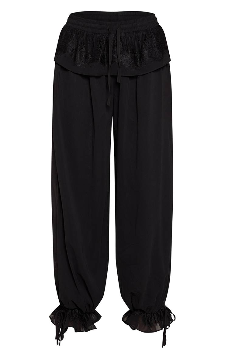 Noir Pantalon Ballon À Superposition En Mousseline