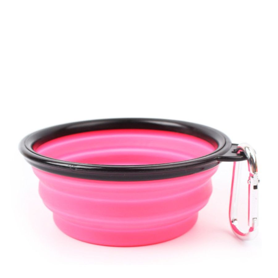 Tigela dobrável para água e comida de animais de estimação, ideal para viagens.