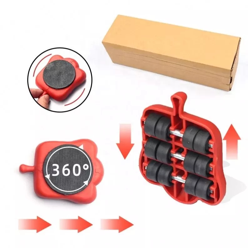 (13-tlg. Set) Möbel Transportrollen Lifter Set Hilfsmittel für Umzug (Bis 200kg) - Schwarz / Rot