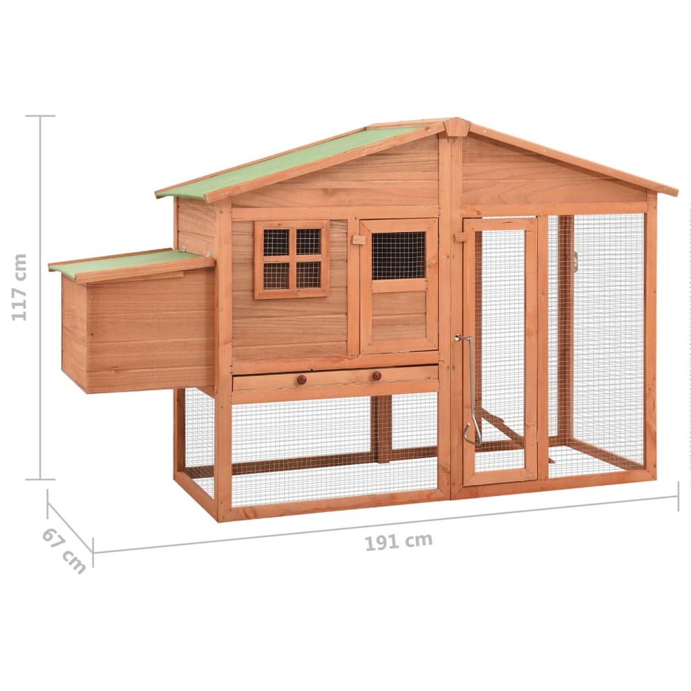 Poulailler avec nichoir 191 x 67 x 117 cm bois de sapin massif