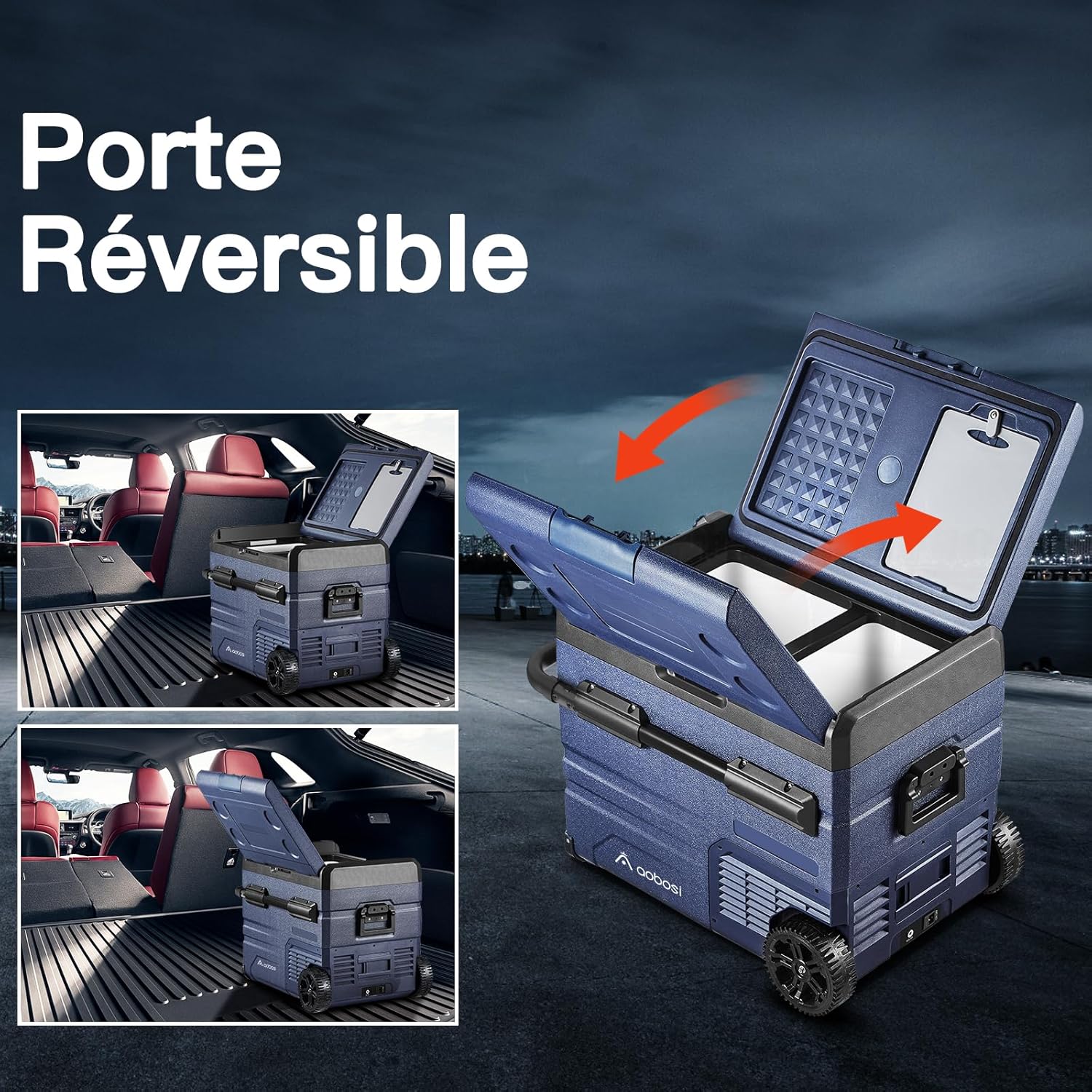 AAOBOSI 115L Glaciere Electrique Double Zone,Glaciere a Compression WiFi APP,12 V/24 V et 100-240 V Frigo Camping, -20 ℃ à 20 ℃, pour Voiture, Camion, Bateau, Camping, Car, Caravanes, Voyageant,Maison