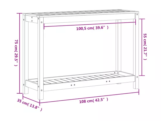 Table de rempotage et étagère 108x35x75 cm bois massif douglas