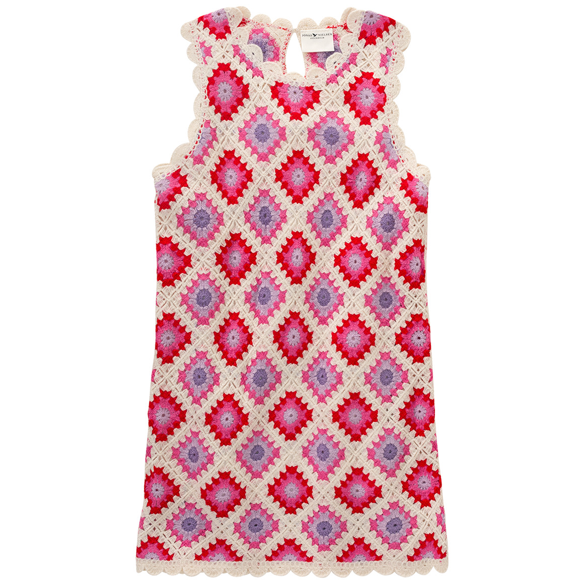 Jonas Nielsen Mädchen Strick-Kleid mit Muster cremeweiss / rot / pink