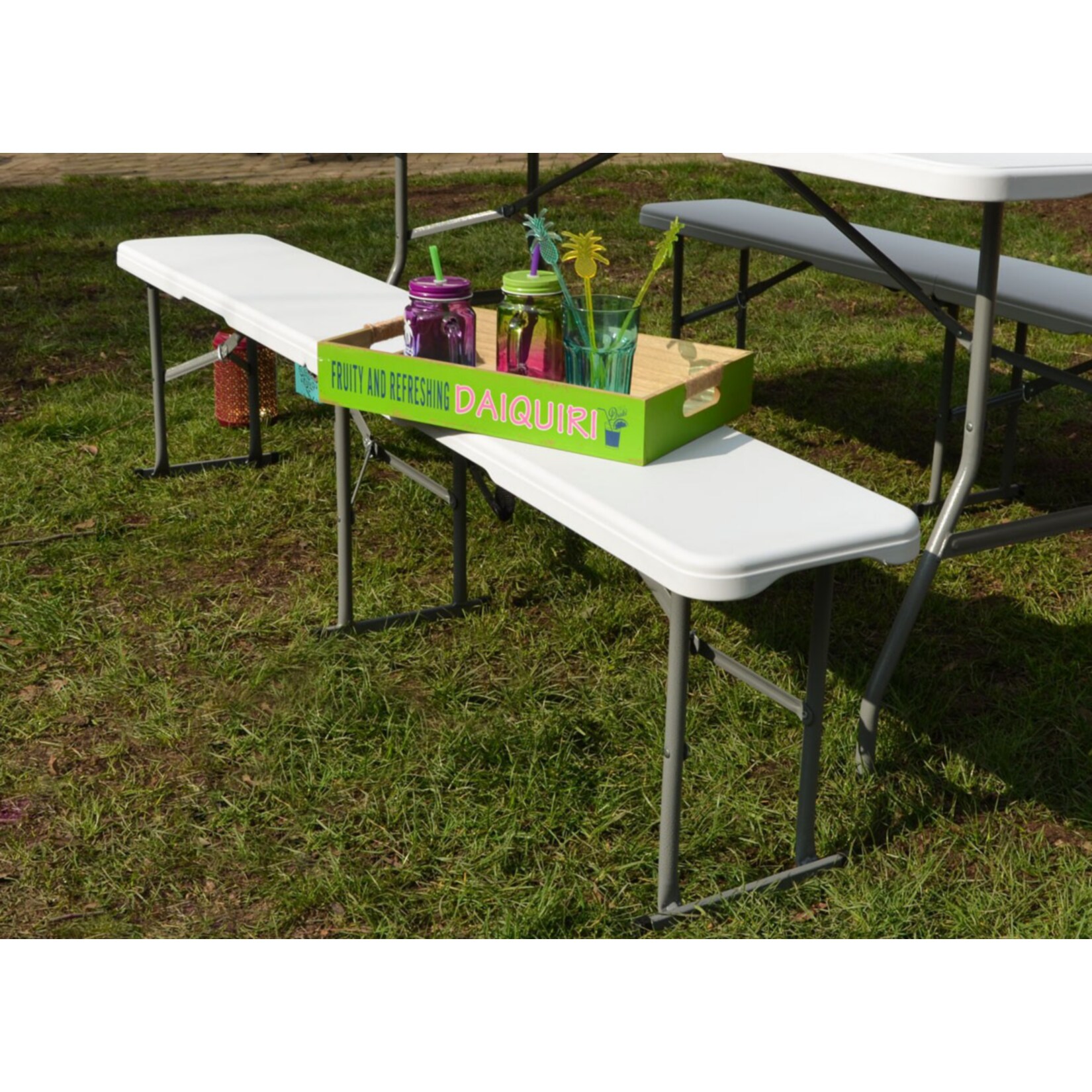 Kunststoff Bierbank - Klappbar 182x27x43 - Sitzbank - Gartenbank Camping Bank