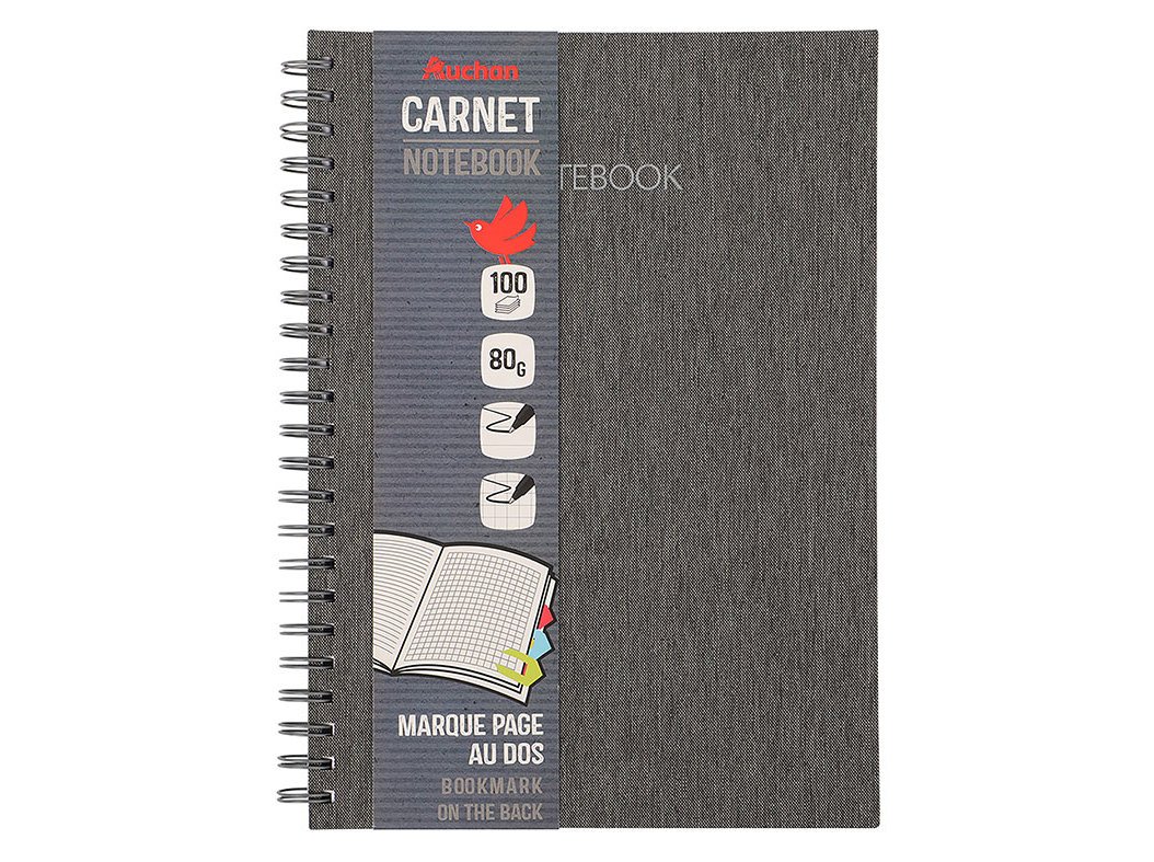 CADERNO A4 ESPIRAL AUCHAN COM ELÁSTICO
