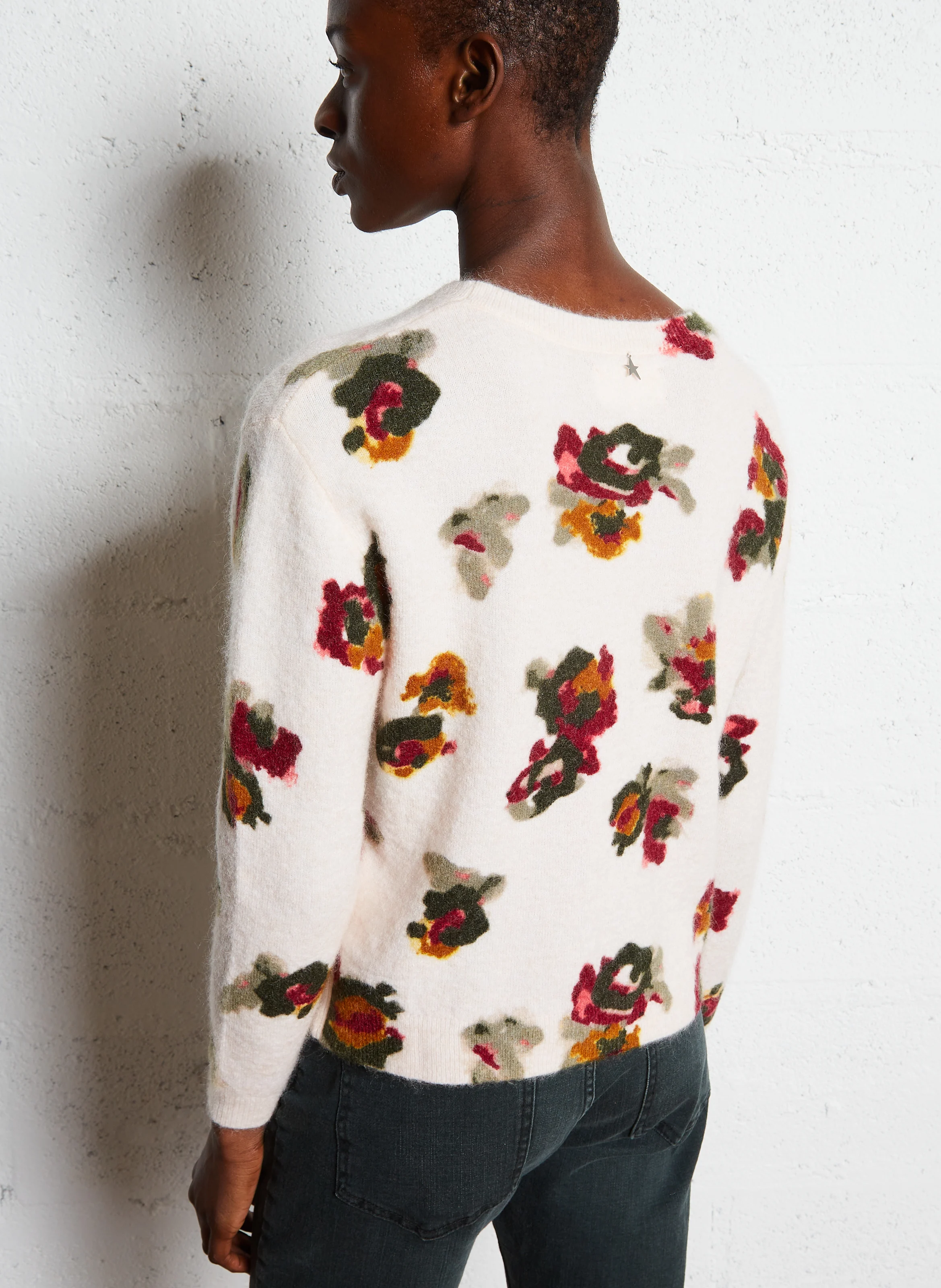MARIKA - Pull droit col rond en laine mélangée | Blanc