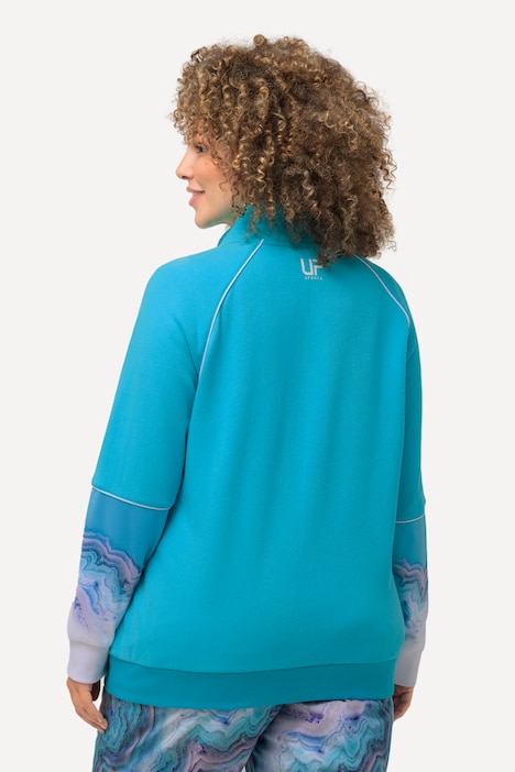 Sweatjacke, Zierpaspel, Stehkragen, Kängurutasche