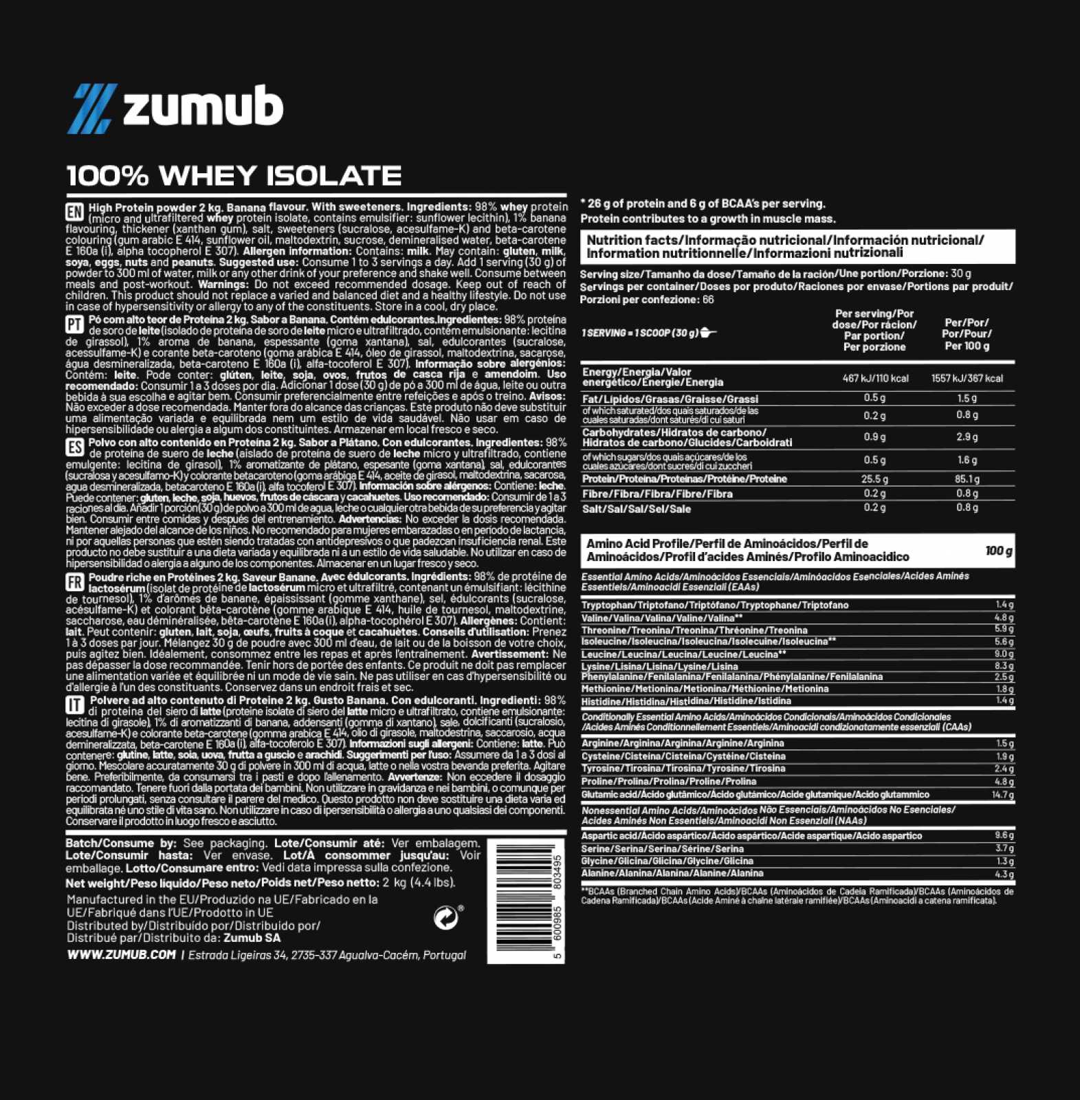Zumub 100% Whey Isolate 30g