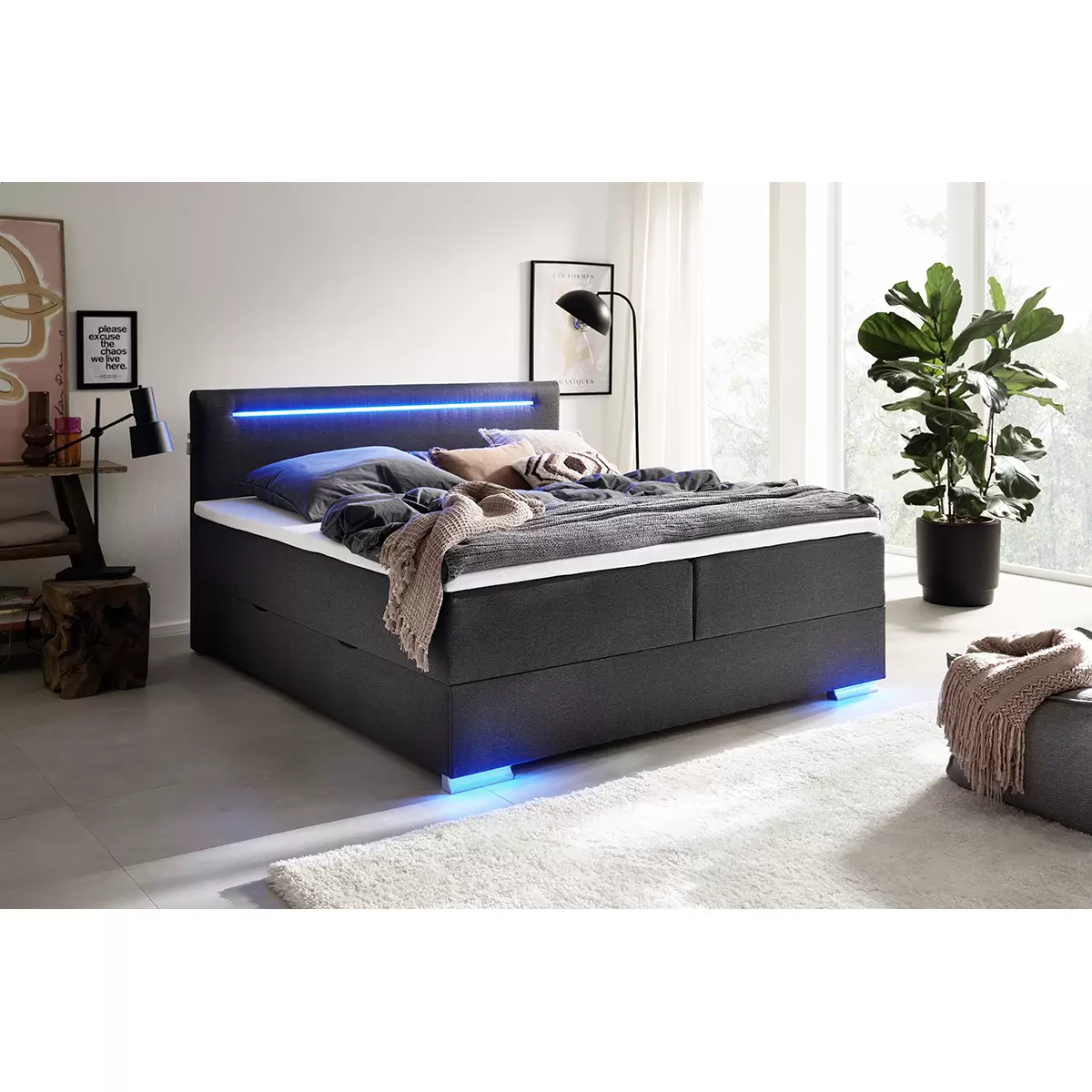 Boxspringbett Las Vegas II 160x200 Anthrazit