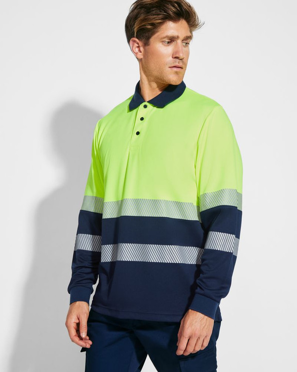 Roly HV9316 - VEGA LS Polo technique haute visibilité à manches longues