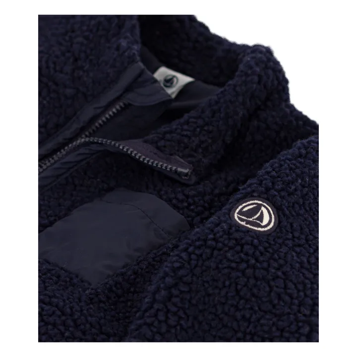 Petit Bateau Veste en Sherpa Zippée | Bleu marine