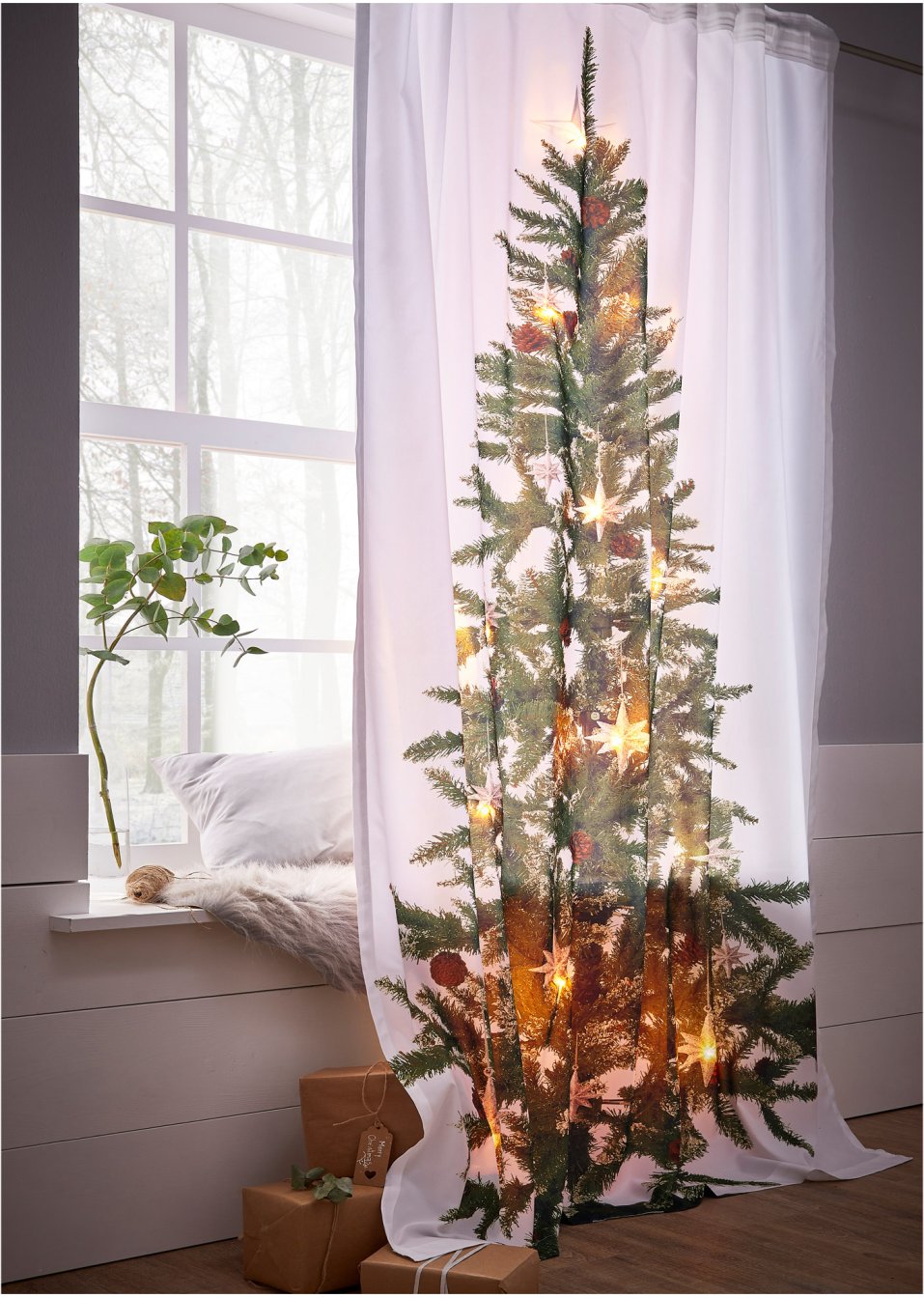 Panneau à LED imprimé sapin de Noël (1 pce.)