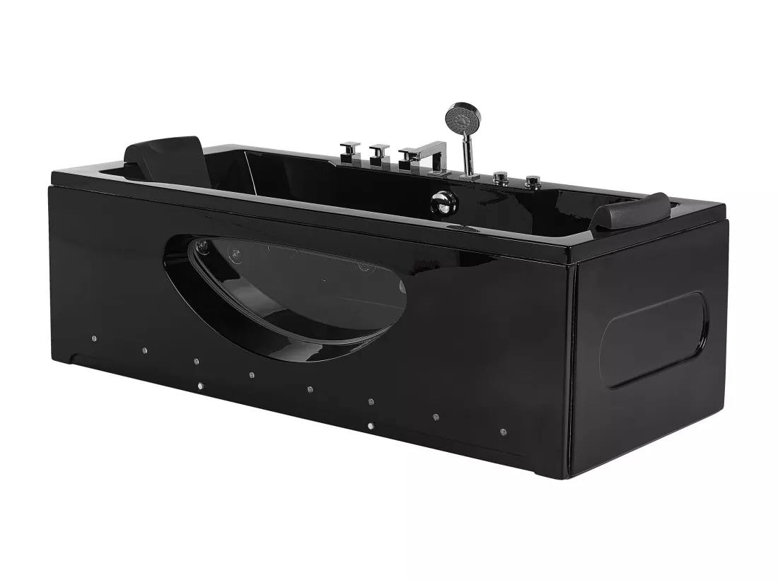 Baignoire balnéo noire 170 x 80 cm avec LED HAWES