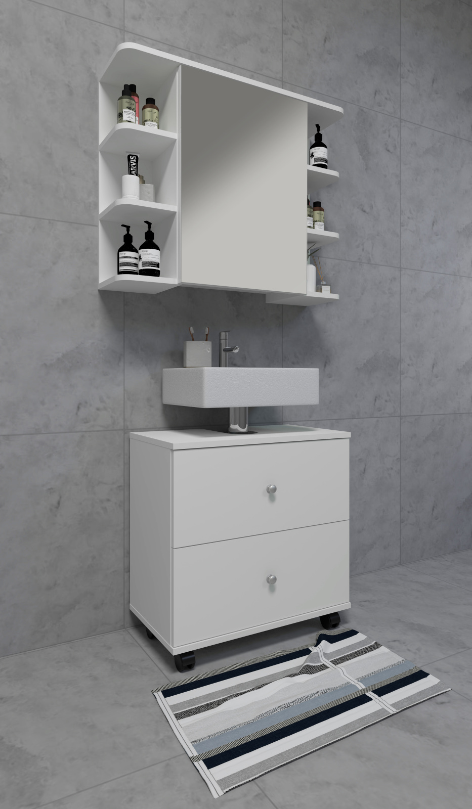 Spiegelschrank NILOSI - weiß - 80 cm