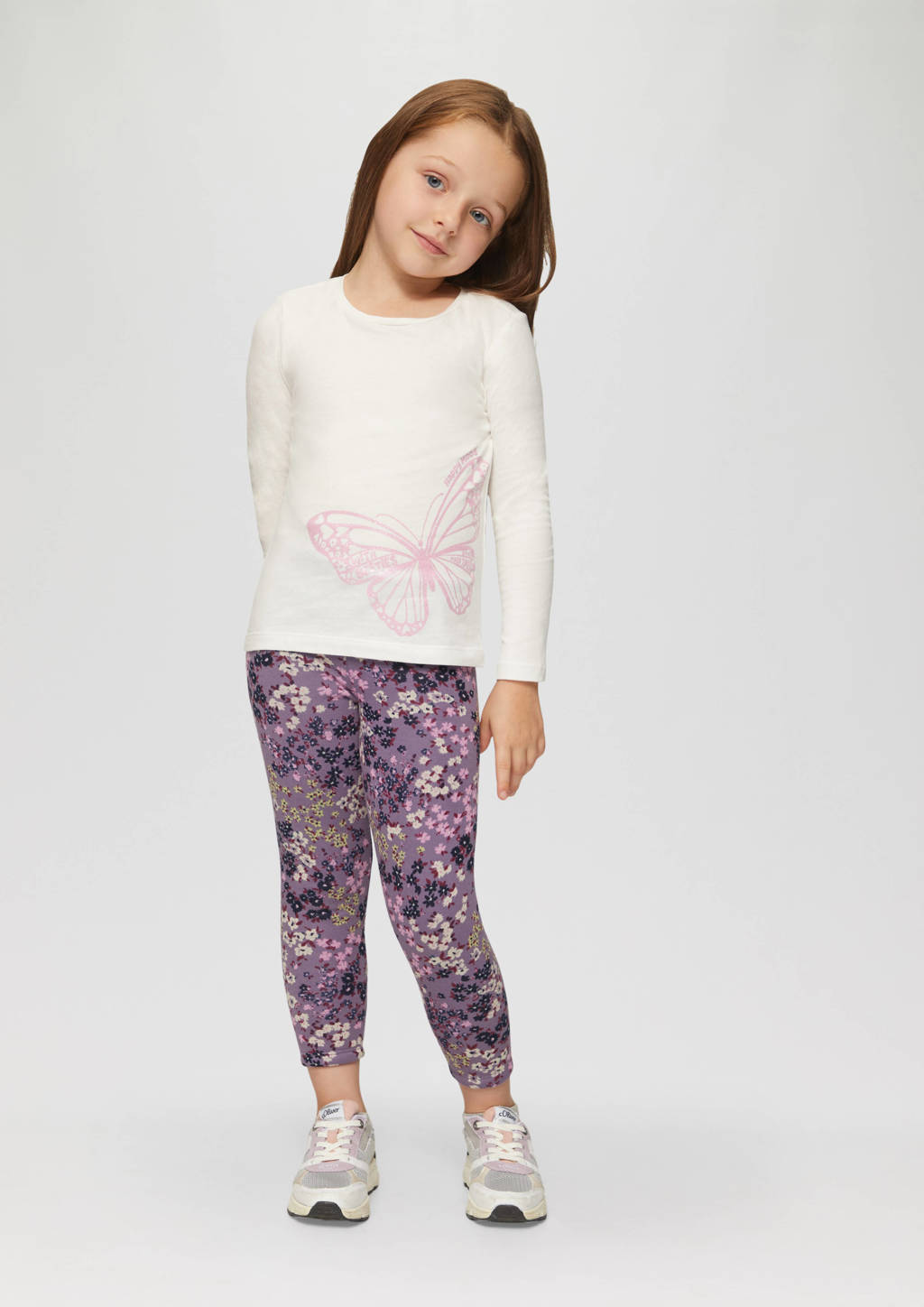 s.Oliver gebloemde broek paars/beige/multicolor