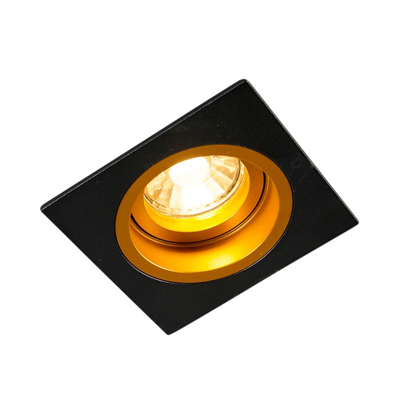 Smart inbouwspot zwart met goud vierkant incl. Wifi GU10 - Chuck