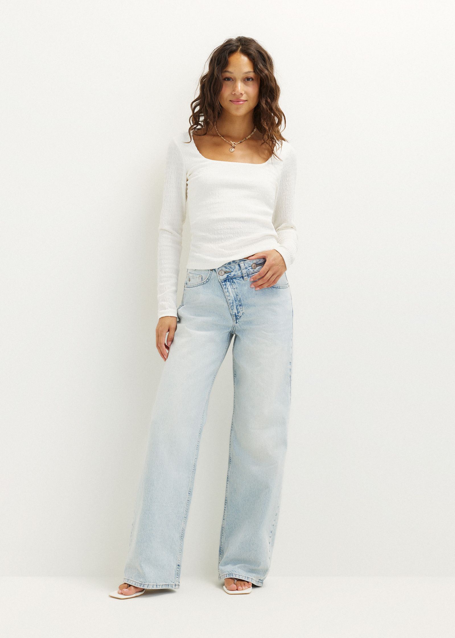 Asymmetrische wide leg jeans