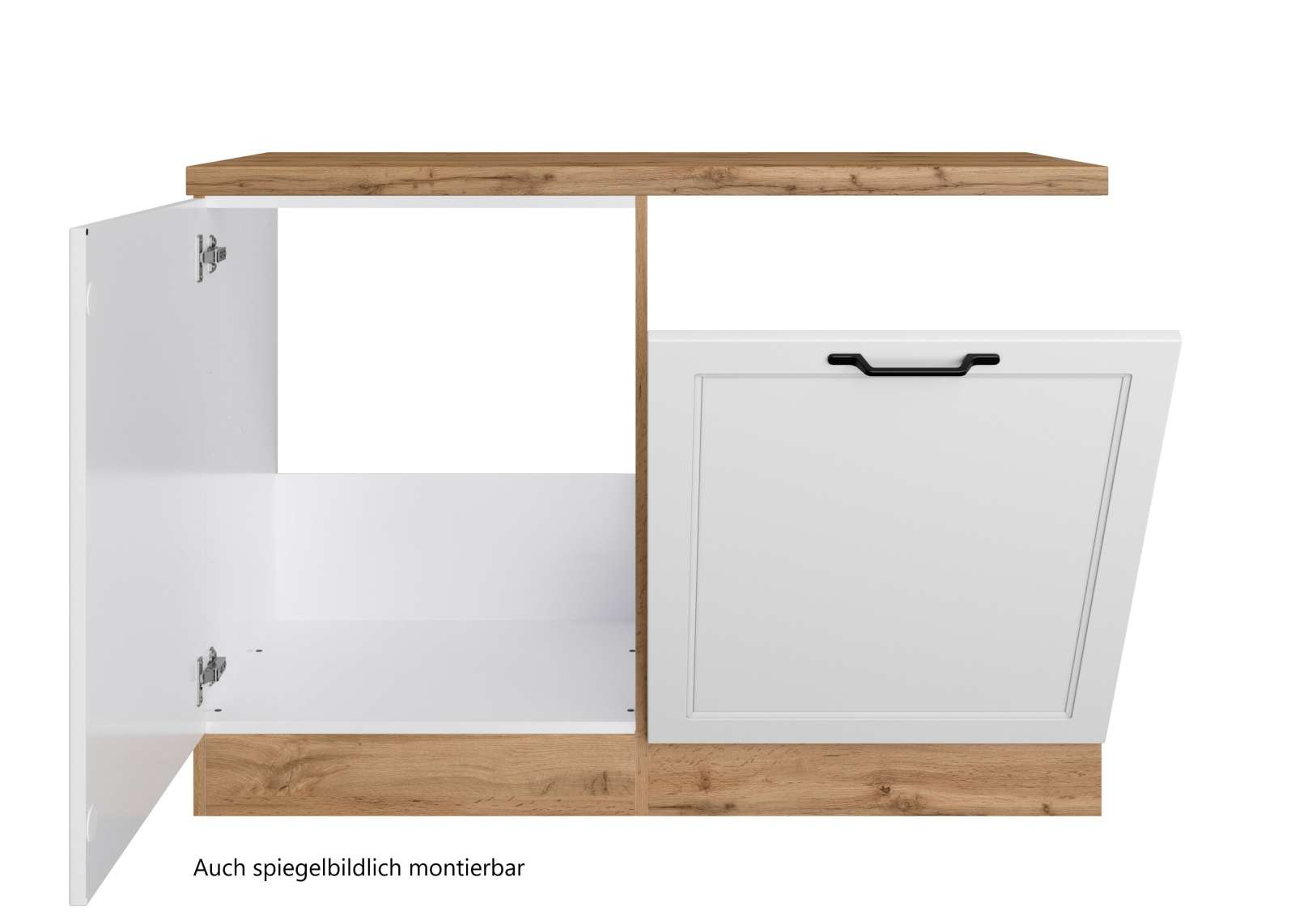 Spülenschrank MERAN - weiß - Wotaneiche - mit Geschirrspüler-Front