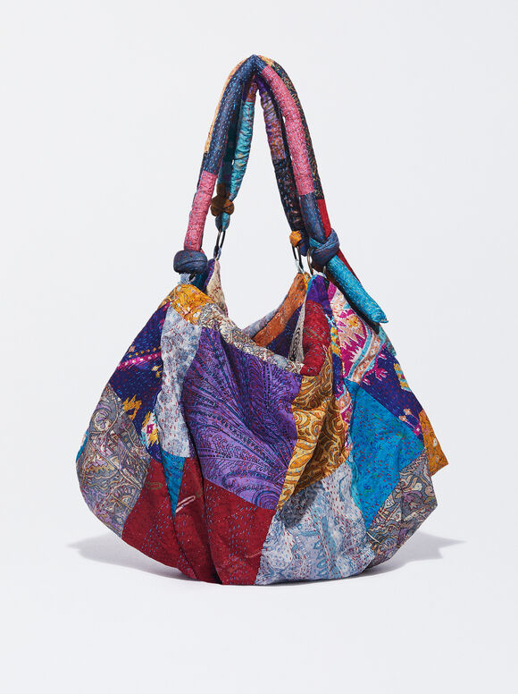 Bolsa de ombro de seda - Multicolorida