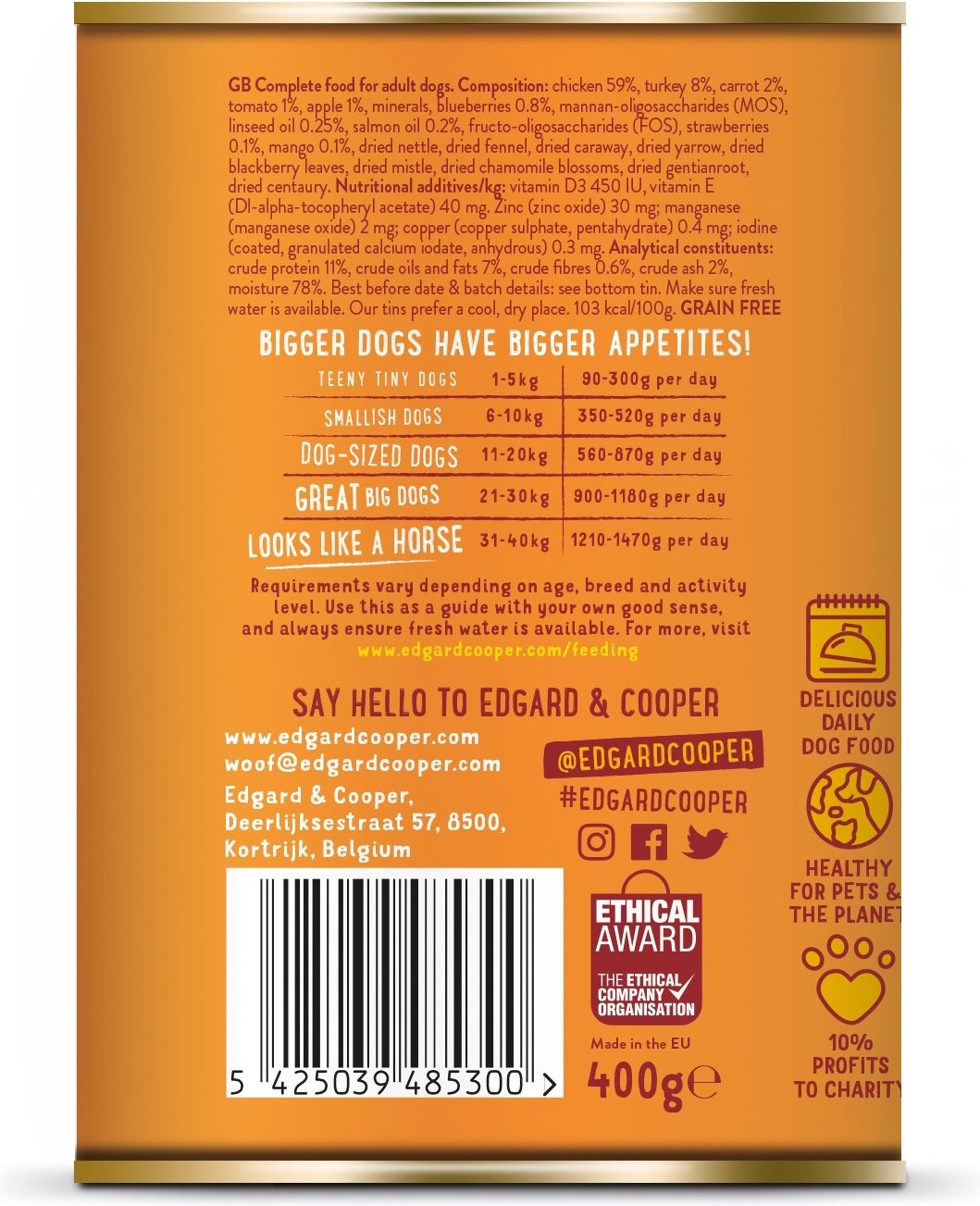 Edgard & Cooper hondenvoer kip en kalkoen adult 400 g