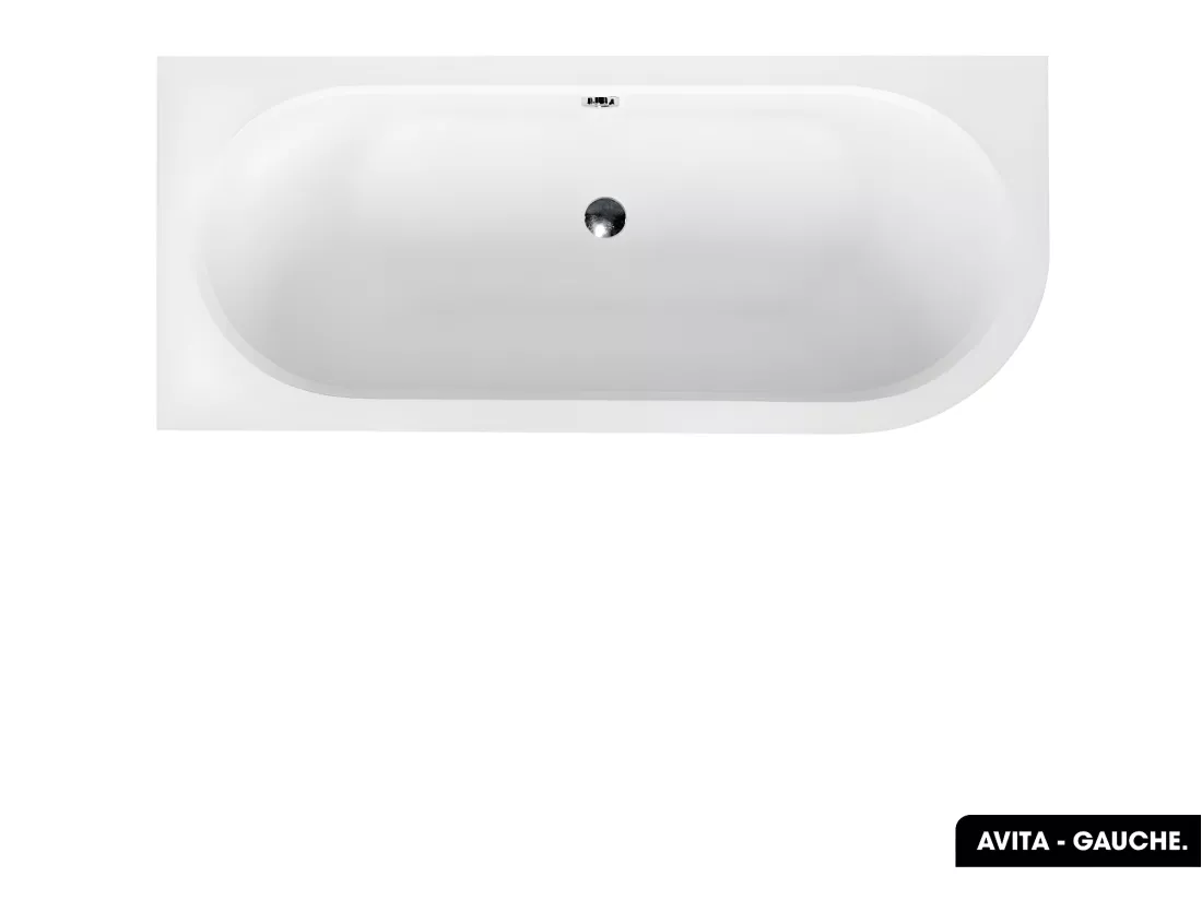 Baignoire d'angle - avec tablier blanc et repose tête offert | AVITA | 170 x 75 cm - Gauche