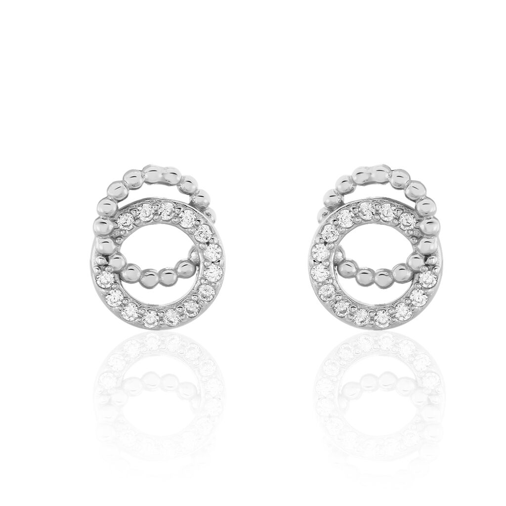 Boucles D'oreilles Puces Magou Argent Blanc Oxyde De Zirconium