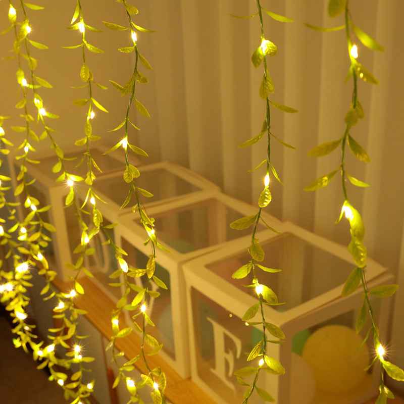 (2x1.8m) 108 LED's Deko USB Lichterkette Blätter Vorhang Outdoor Beleuchtung IP44 - Warmweiss