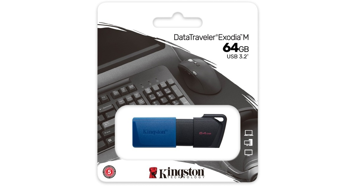 KingstonDataTraveler Exodia M 64 GB usb-stick  (Blauw/zwart, USB-A 3.2 Gen 1)
