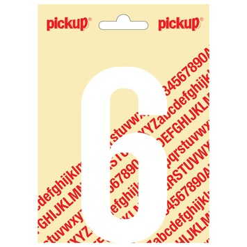 Pickup plakcijfer 6 wit mat 120 mm