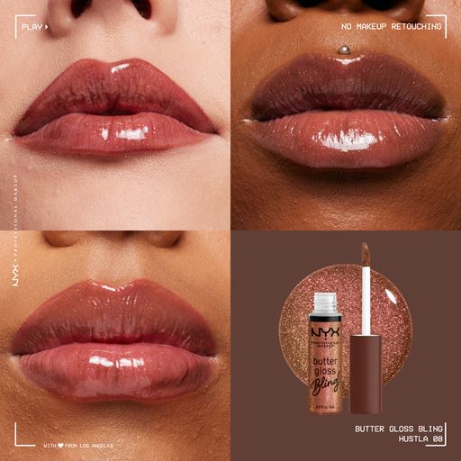 NYX Professional Makeup Butter Gloss Bling Lipgloss, 08 Hustla