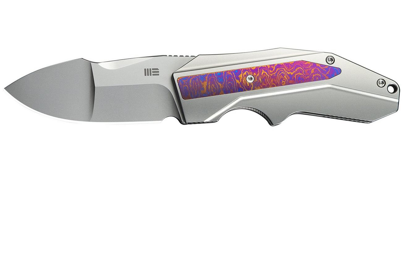 WE Knife Coral WE24044-4, Polished Bead Blasted CPM 20CV, Polished Bead Blasted Titanium, Timascus Inlay zakmes, Gustavo T. Cecchini design