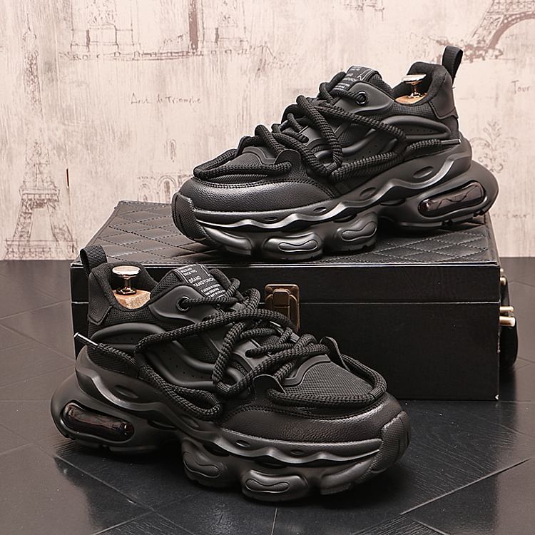Mr Ozera - Platform Plain Lace-Up Sneakers
