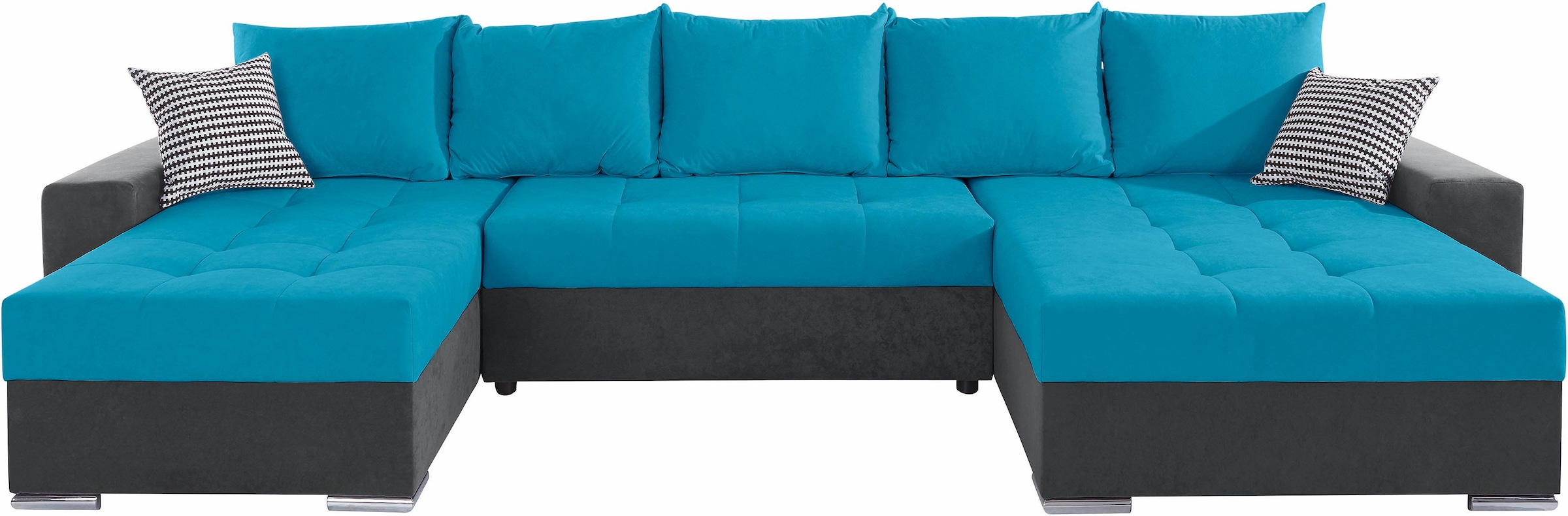 COLLECTION AB Wohnlandschaft »Josy XXL U-Form, B: 333 cm, mit 2 Recamieren 77 & 97 cm« mit Bettfunktion, Bettkasten & 2 Zierkissen, Federkern