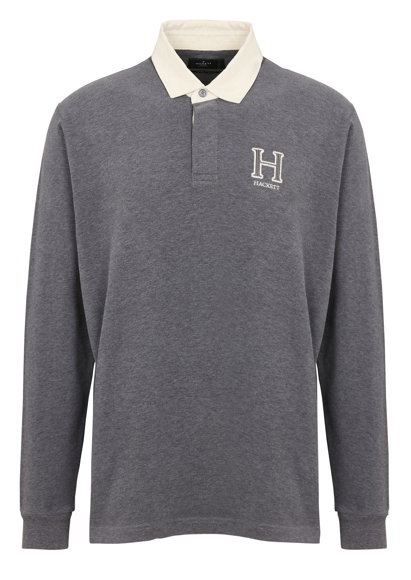 Polo à manches longues brodé| Gris