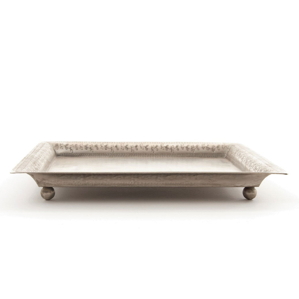 Teller eckig, vernickelt, silber, L 26 cm, B 26 cm, H 3 cm zu 19,50