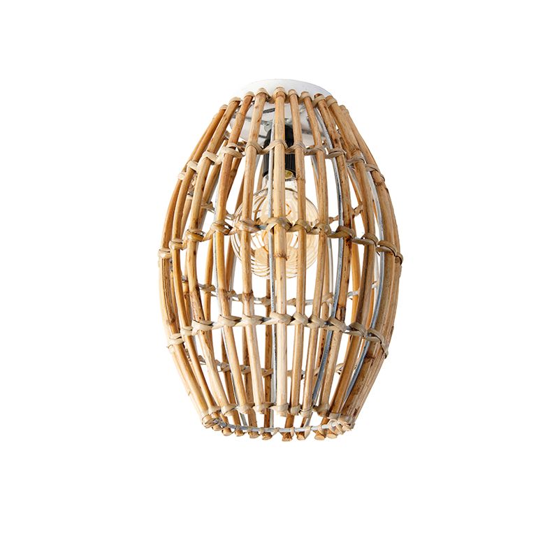 Landelijke plafondlamp bamboe en wit - Canna Capsule