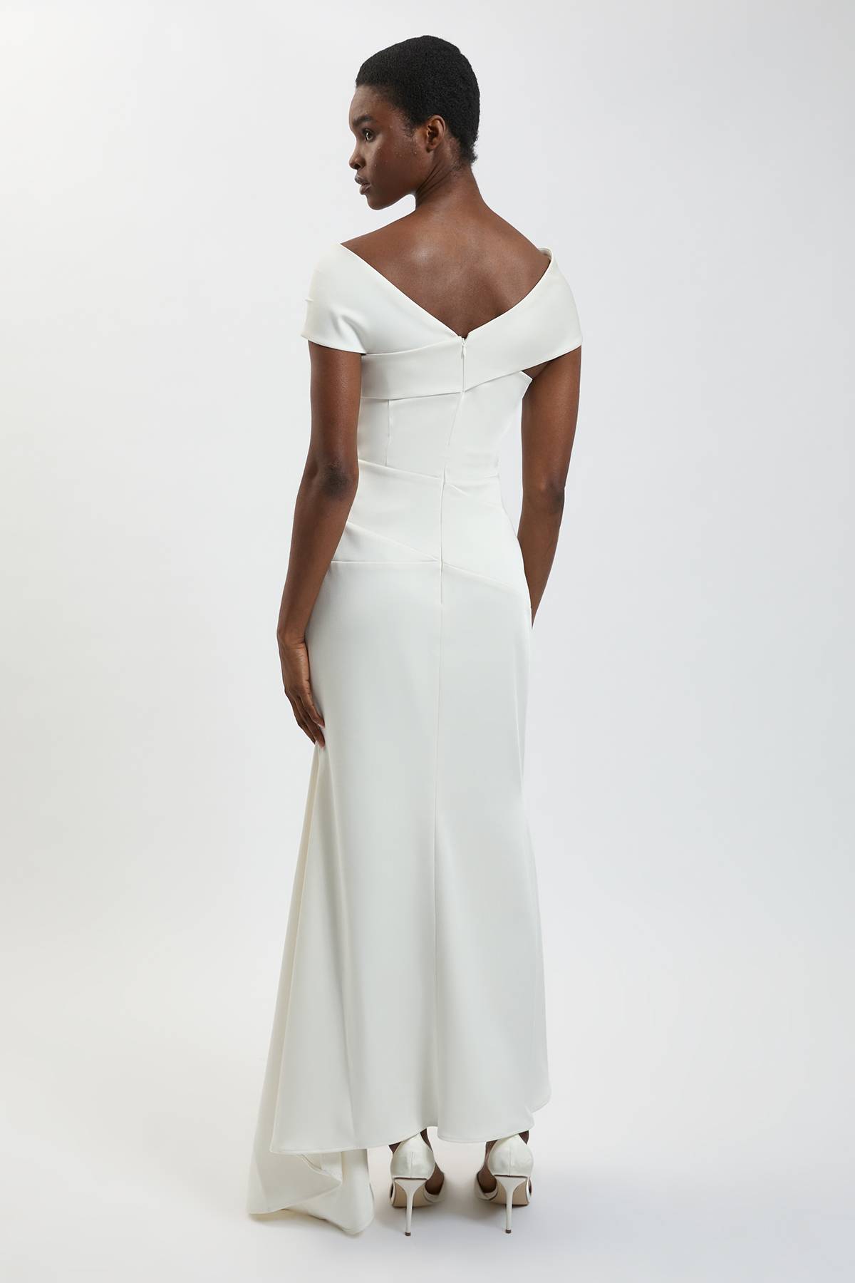 KarenMillen Robe Longue Sirène Asymétrique En Satin Drapé Ajusté
