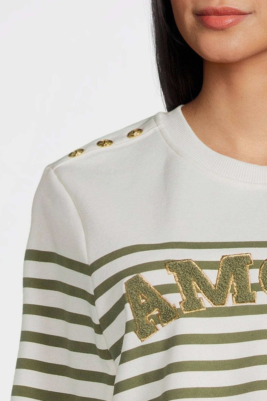 ONLY MATERNITY zwangerschapssweater groen/wit