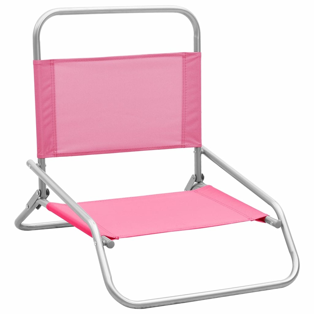 Chaises de plage pliables 2 pcs rose tissu