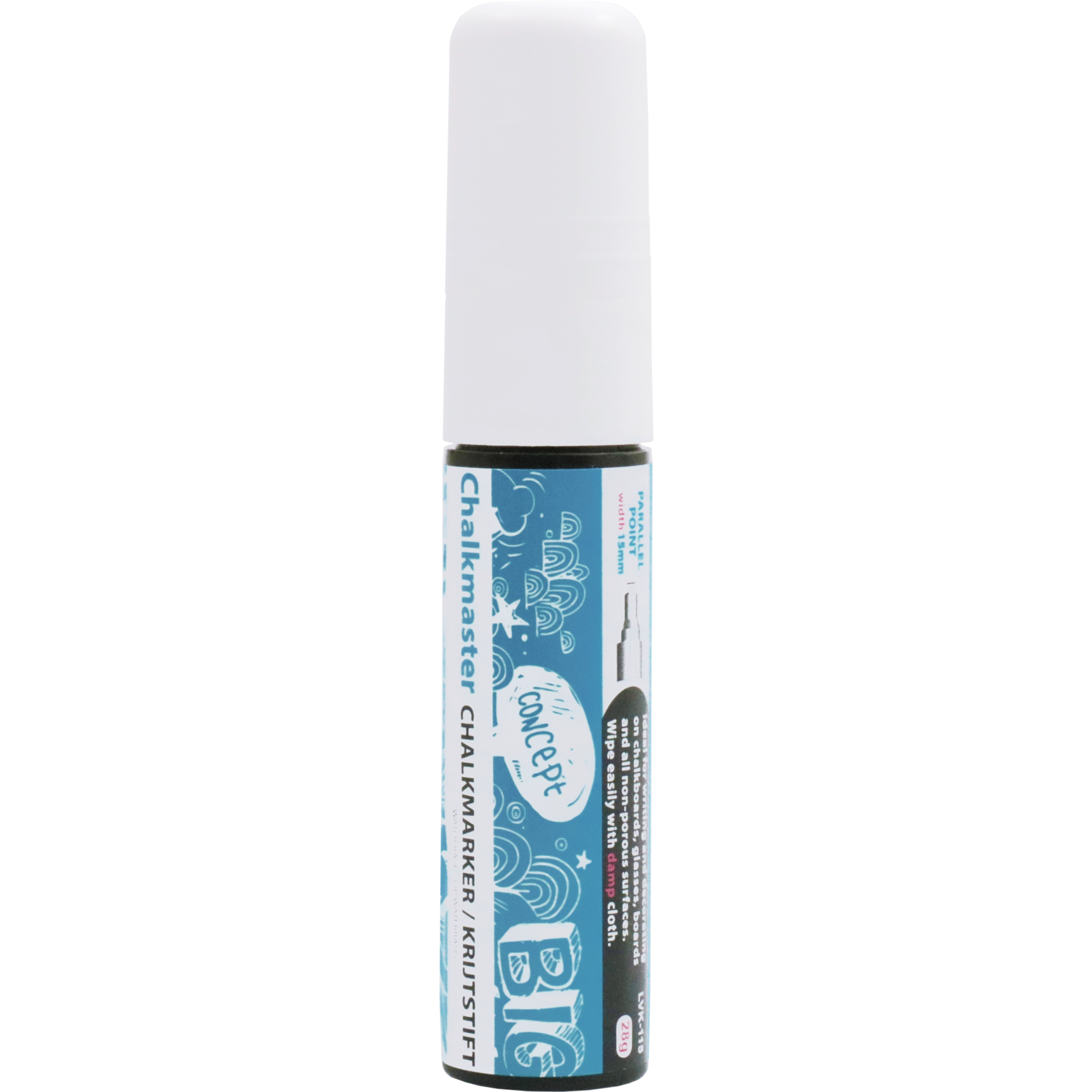 Stift, krijtstift, 15mm, wit