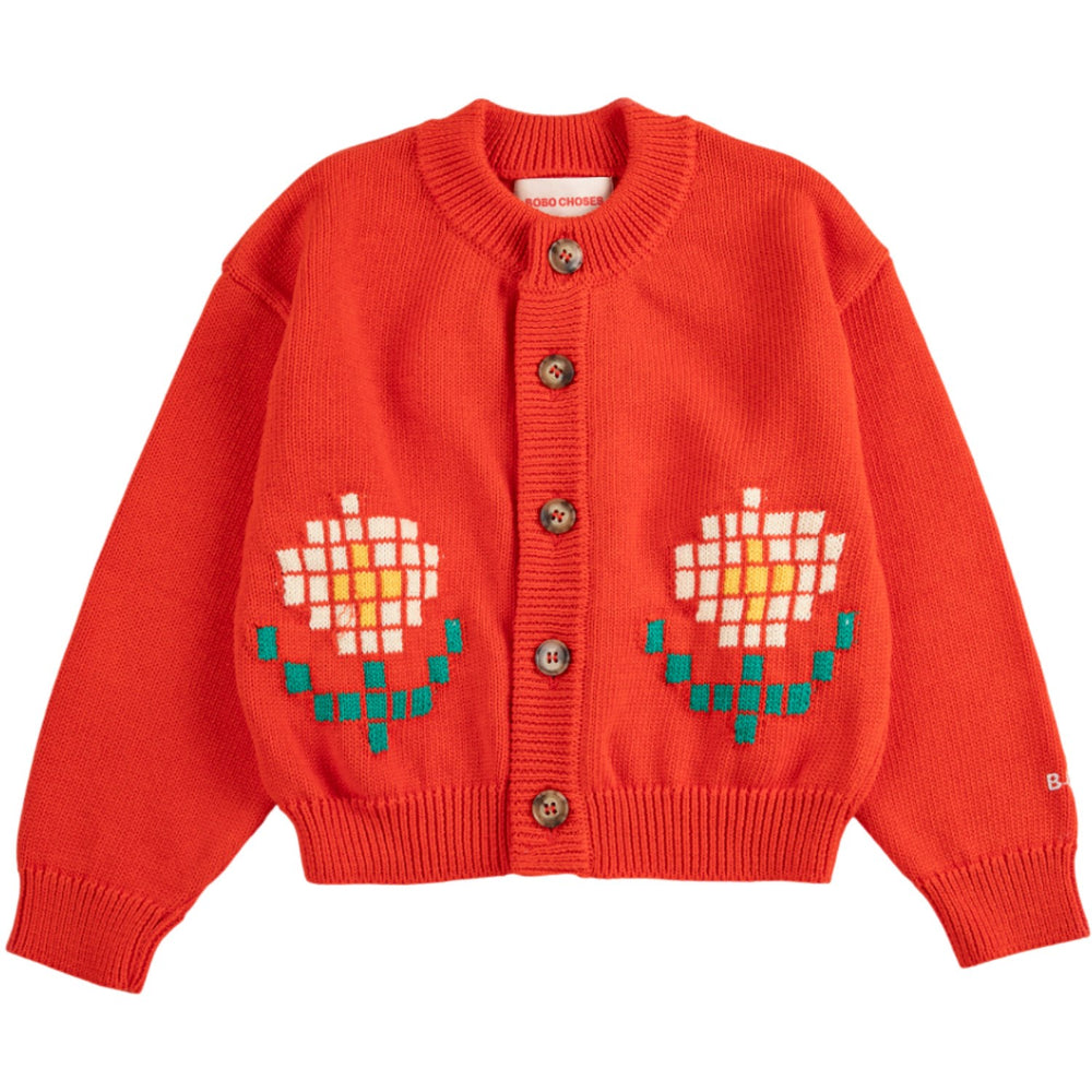 Køb Bobo Choses Red Pixel Daisy Cardigan