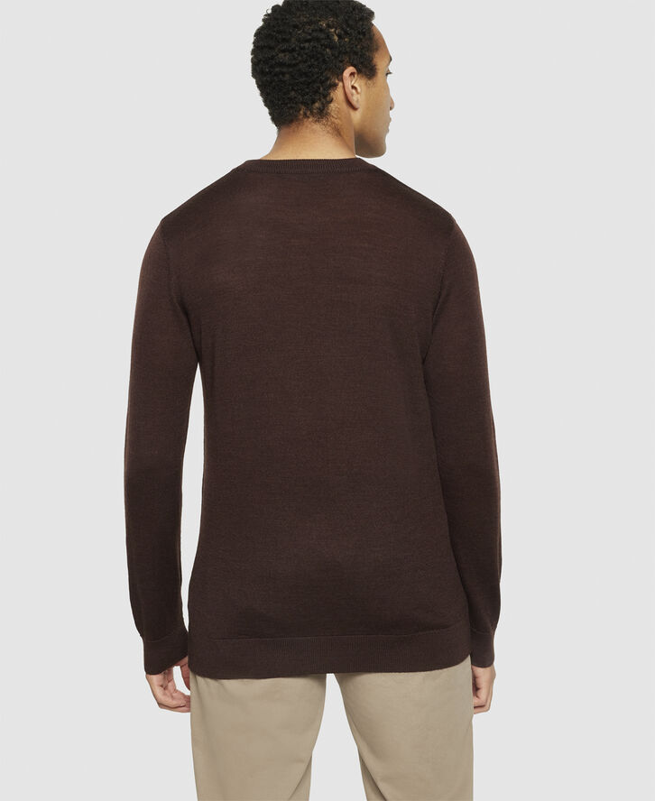 Knowledge Cotton Apparel Regular merino knit crew neck - RWS Demitasse (brown)