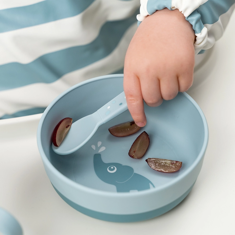 Done by Deer™ Kinderbesteck Set Foodie Happy dots Blau