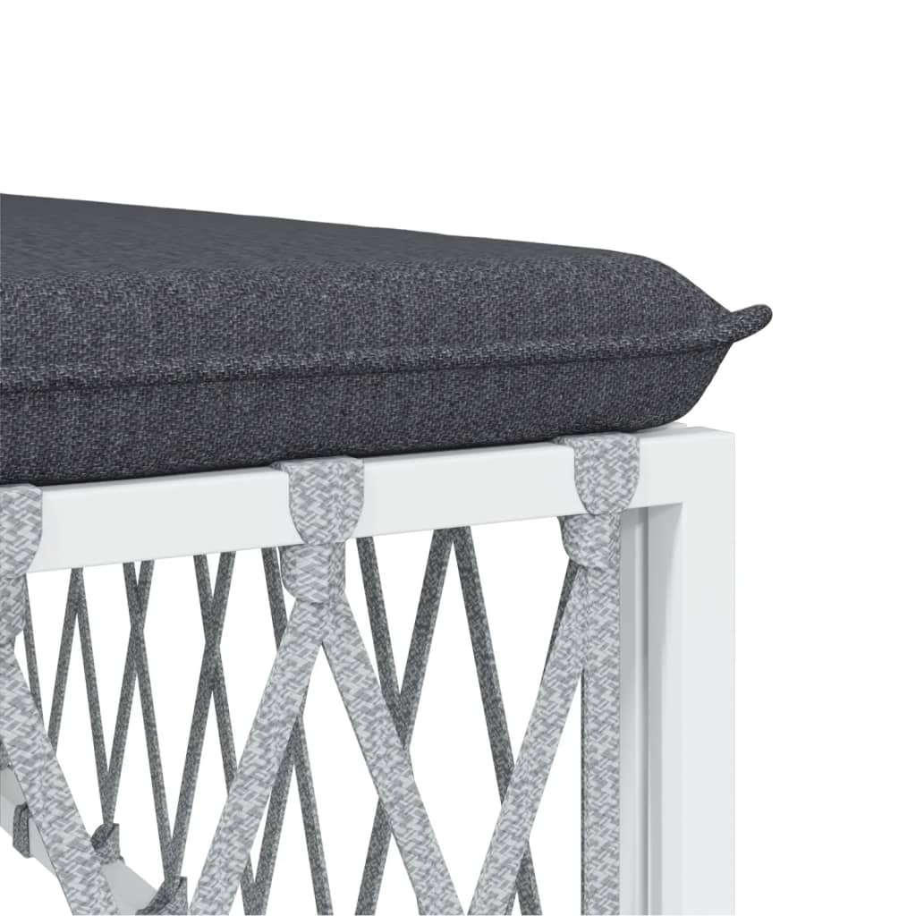 Salon de jardin meuble d'extérieur ensemble de mobilier 4 pièces avec coussins blanc acier